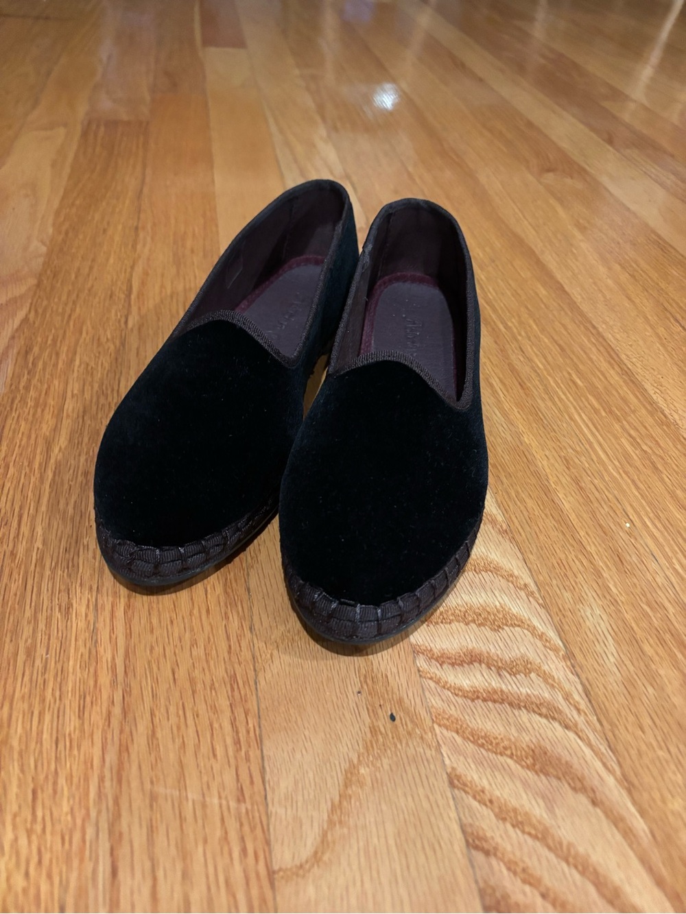 Black Velvet Slip-On Loafers for Women